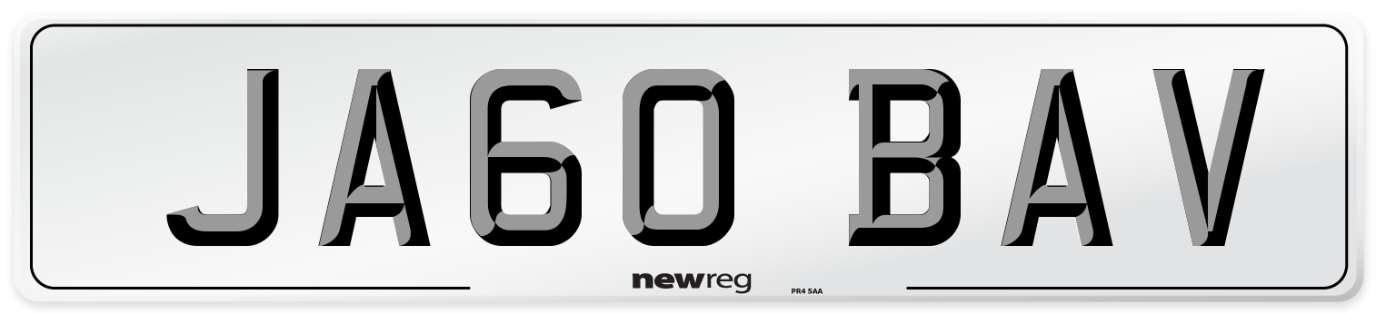 JA60 BAV Number Plate from New Reg